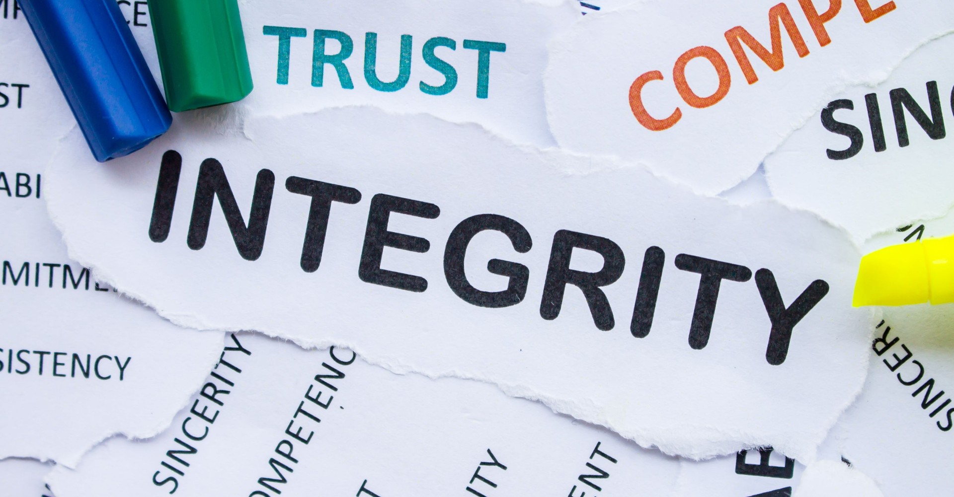 Integrity Banner, consistency,commitment,reliability,trust,competence,sincerity